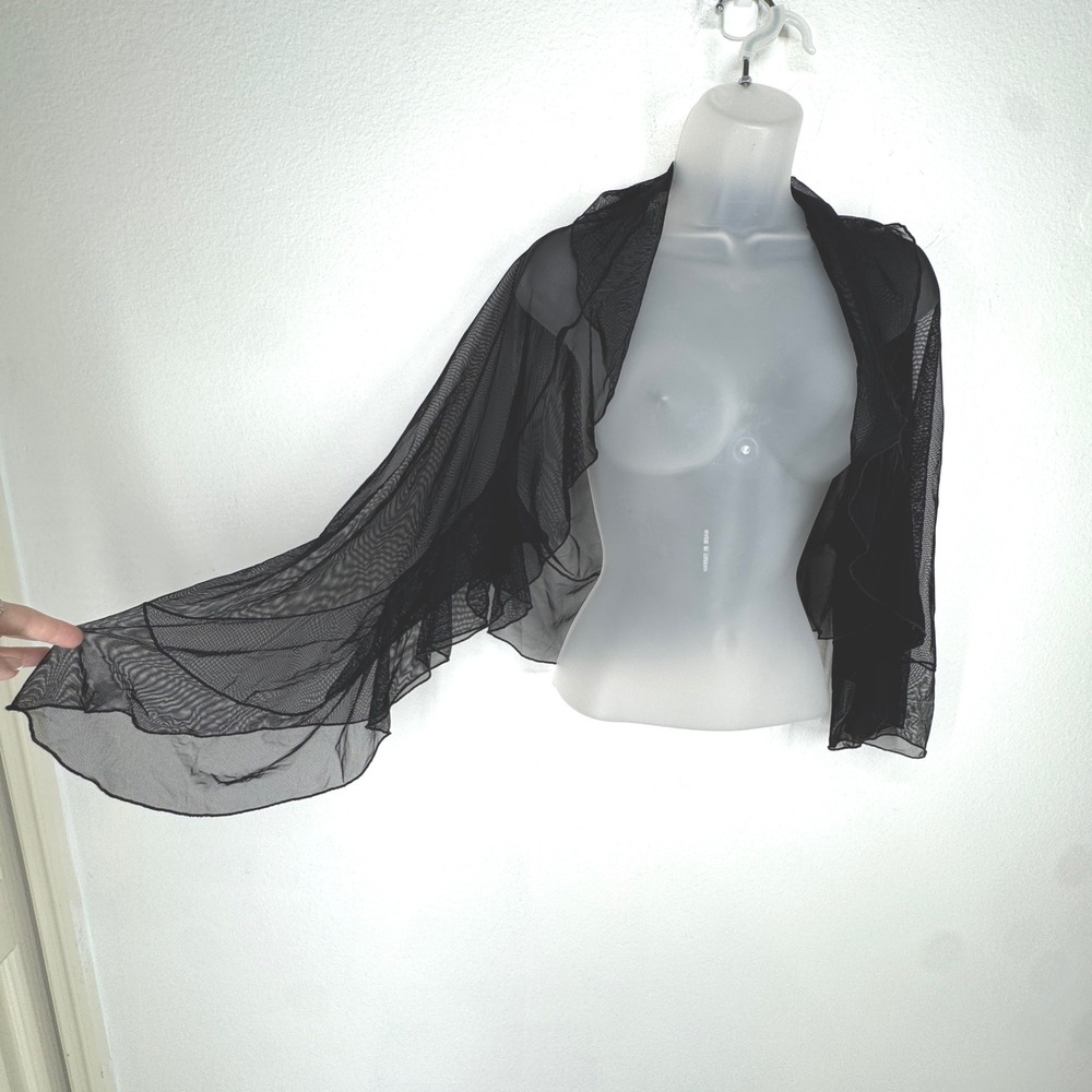 Vintage Sheer Mesh Ruffle Shrug Bolero Top Size 8 Goth Stevie Nicks Whimsigoth